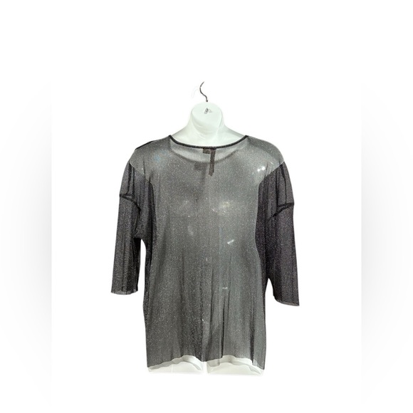 NWOT, Penningtons, Plus Size Glamour Sparkly Top, 3X, Black, Silver - Picture 7 of 8